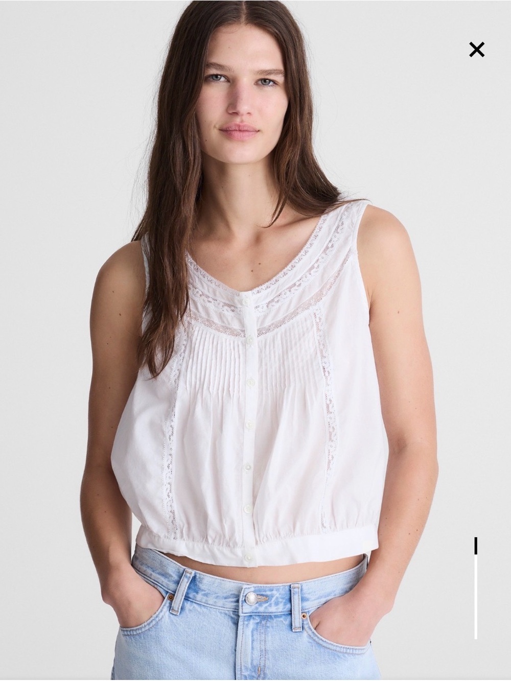 Madewell Lace Insert Pintuck Sleeveless Top